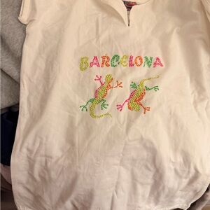 Barcelona Embroidered Cream T-Shirt
